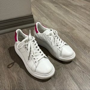 Marc Fisher LTD Maggy Women’s Leather Sneaker with hot pink suede back - Sz 8.5